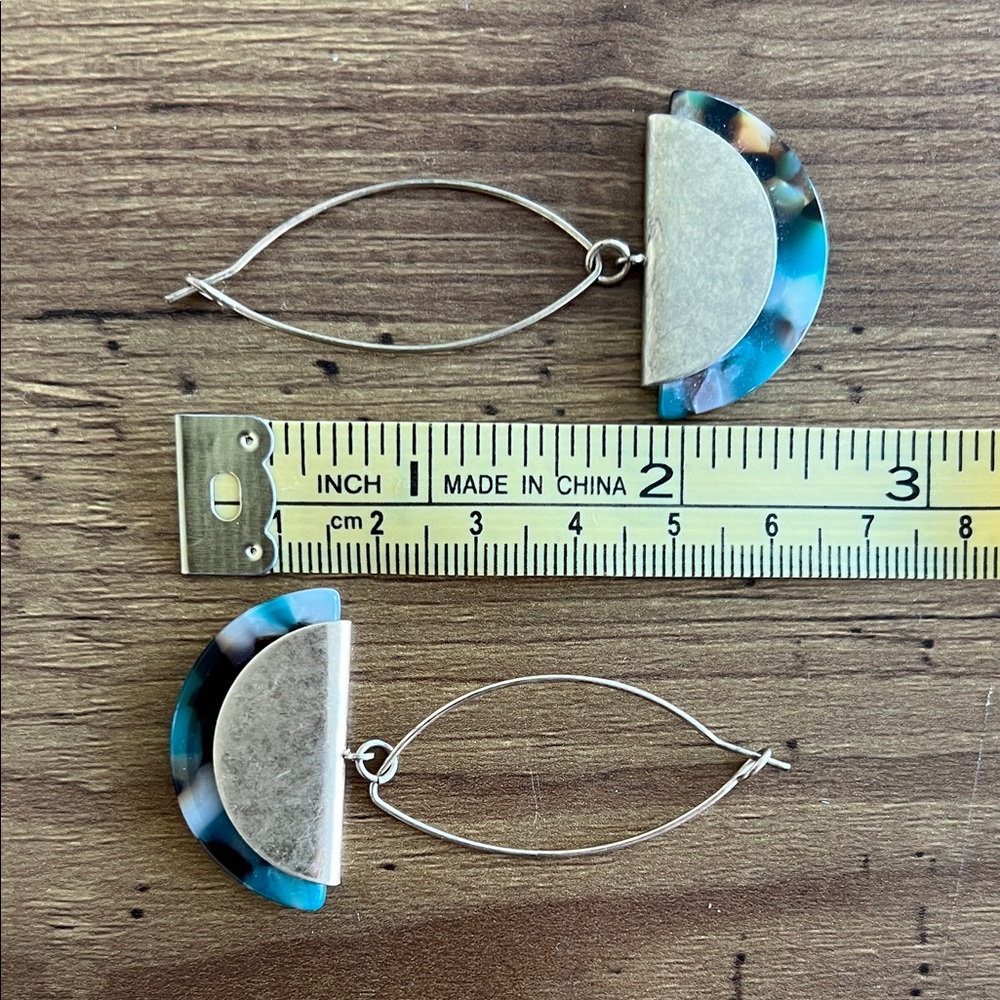 Gold & Tortoiseshell Half-Moon Drop Earrings - Picture 5 of 6